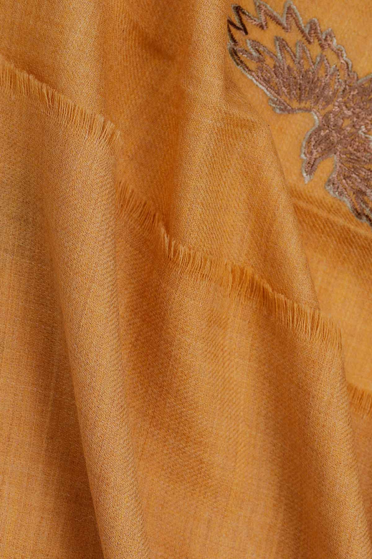 Pashmina Embroidery - Aviary | Warm-Tan