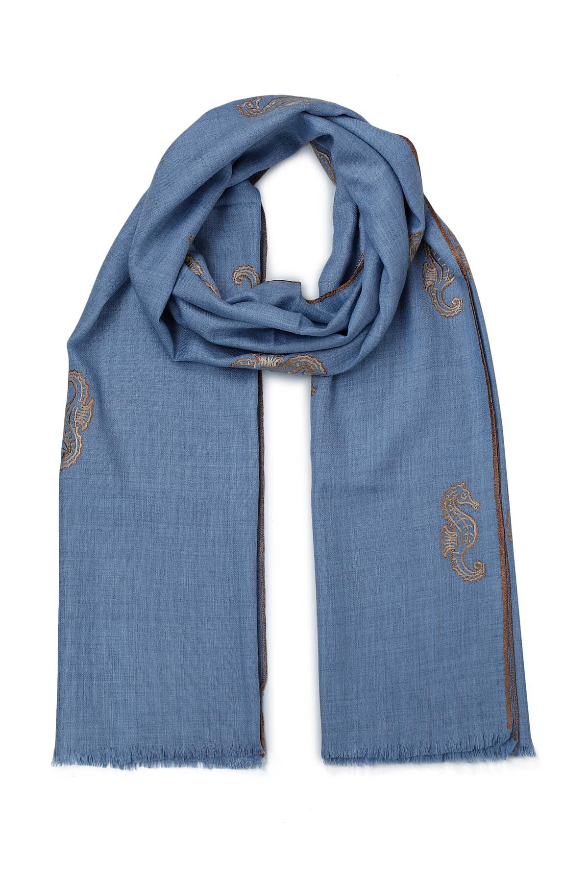 Pashmina Embroidery - Tide | Chambray-Blue