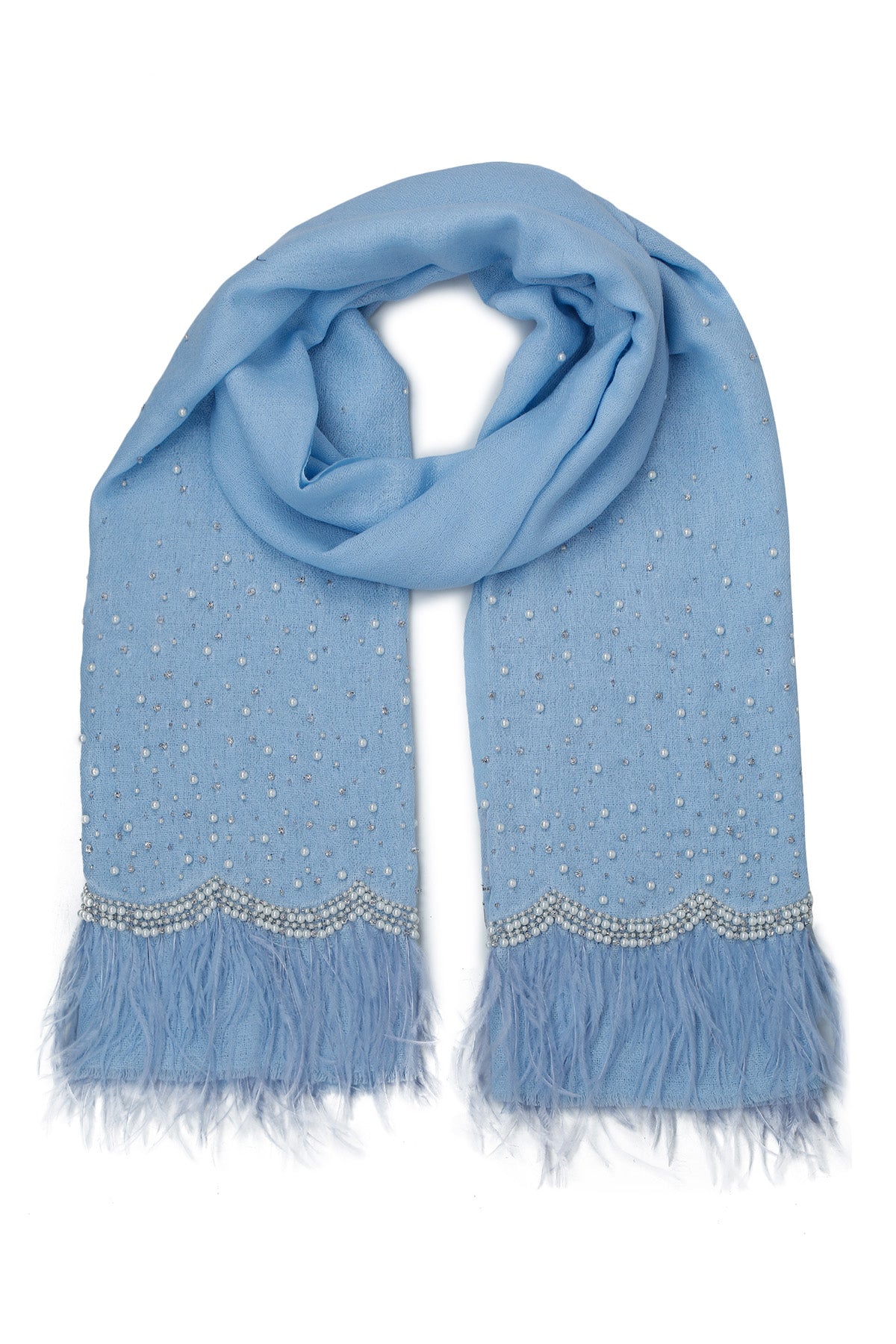 Cashmere Embroidery - Feather Crest | Powder-Blue