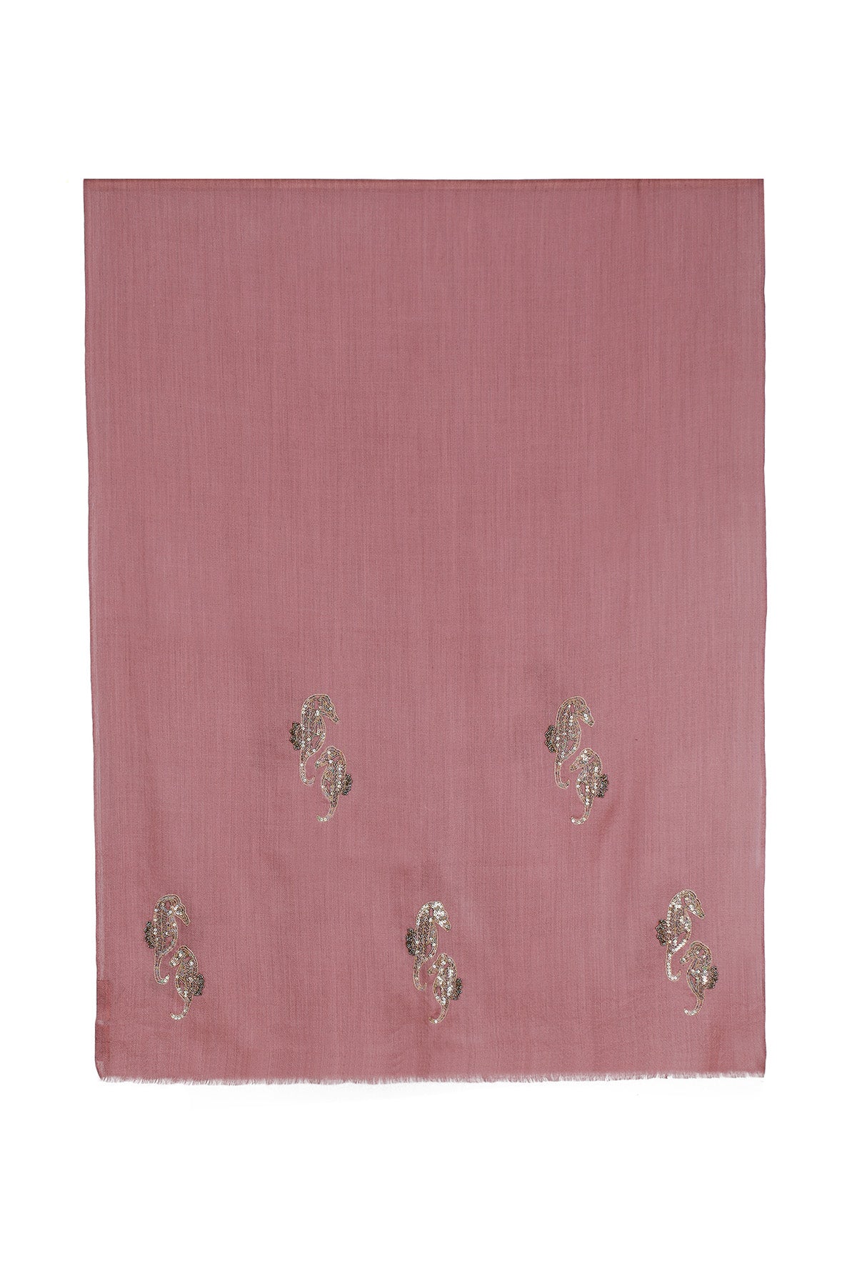Cashmere Embroidery - Seahorses | Smoky-Pink