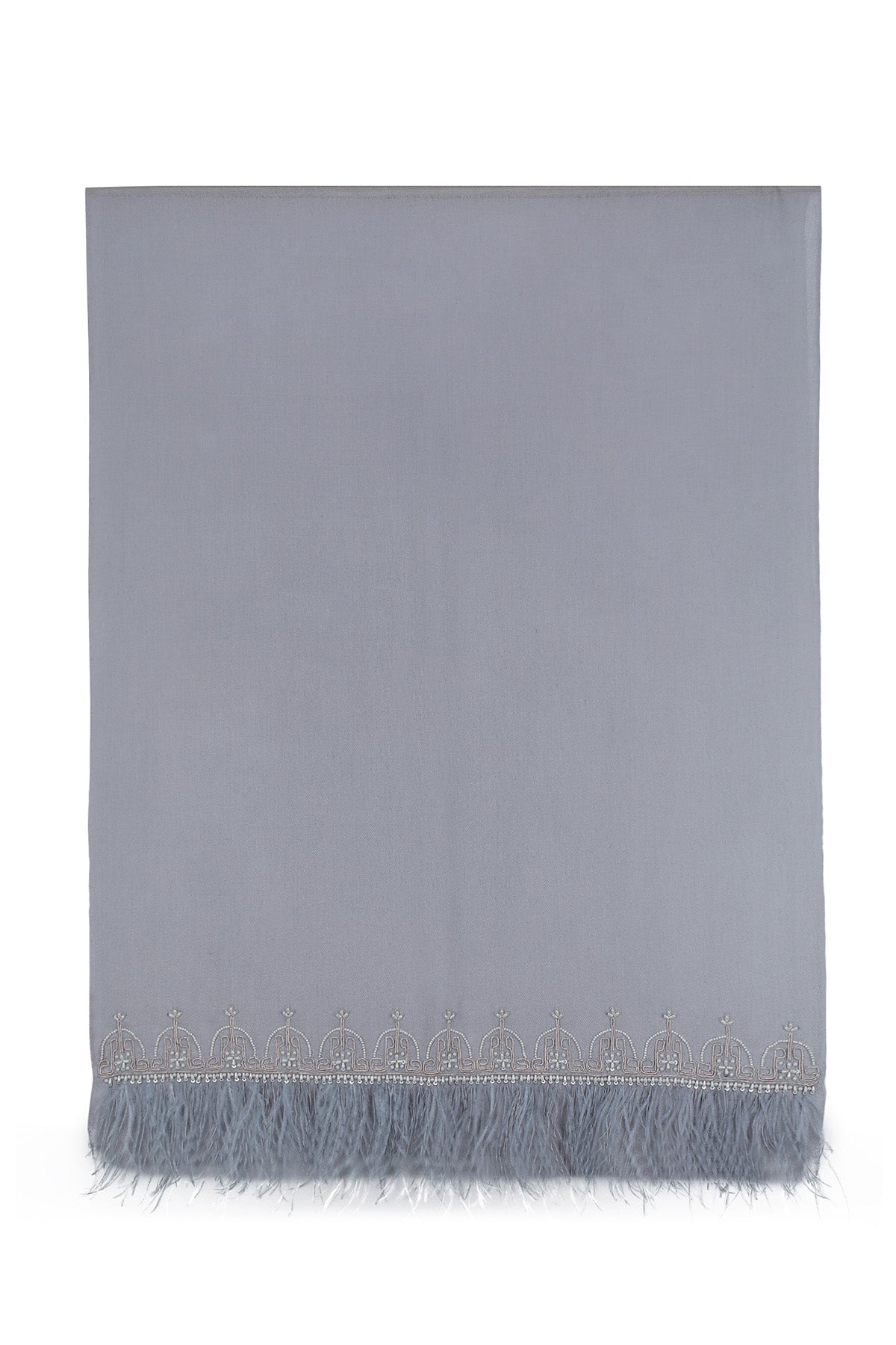 Cashmere Embroidery - Feather Crest | Blue-Gray