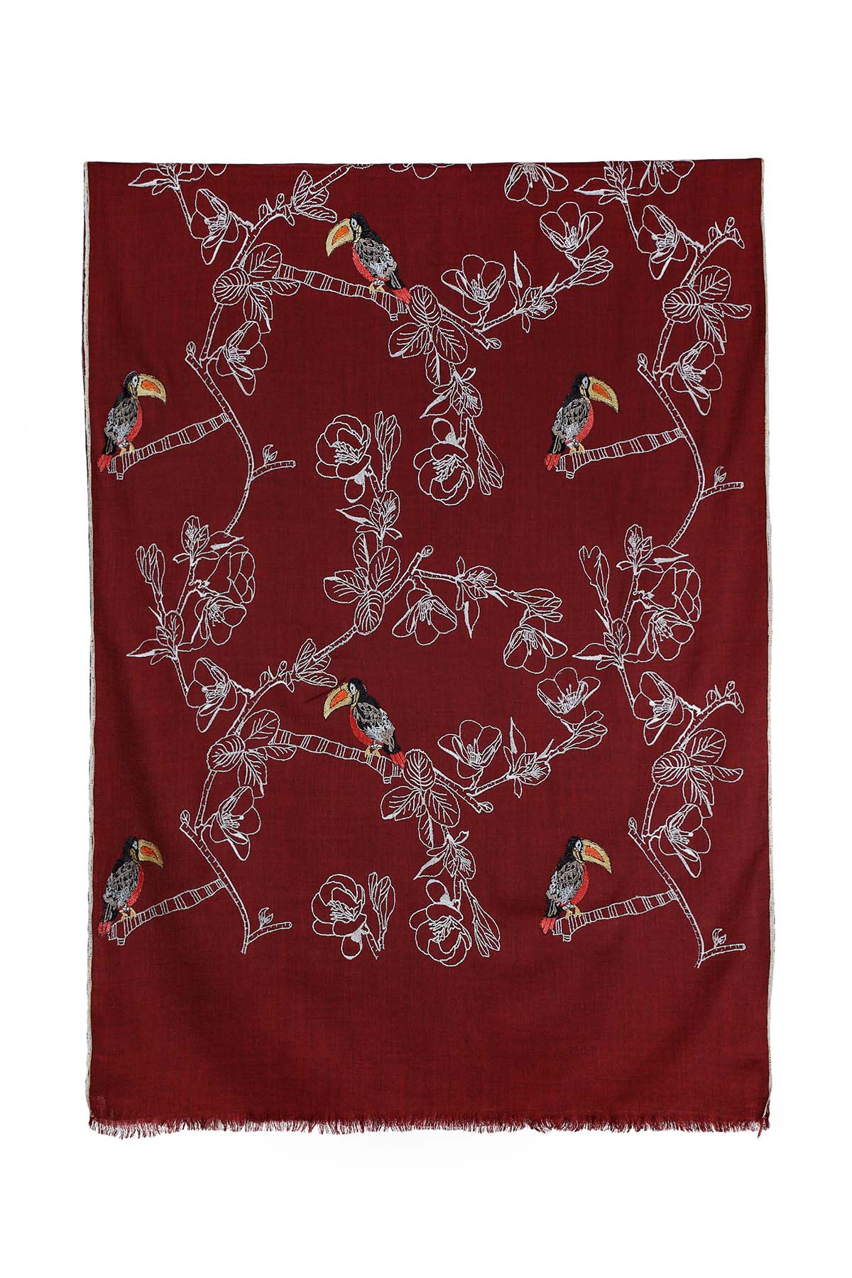 Pashmina Embroidery - Canopy | Deep-Garnet
