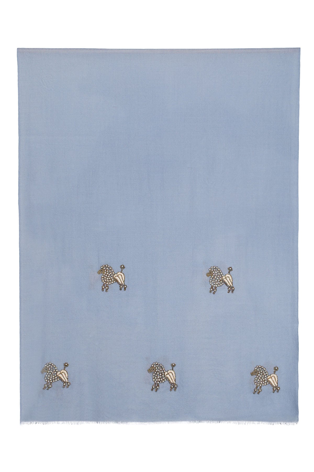Cashmere Embroidery - Poodles | Steel Blue