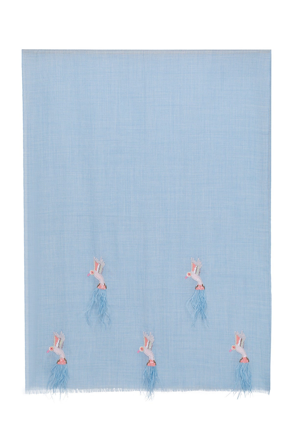 Cashmere Embroidery - Birds of Paradise | Powder-Blue