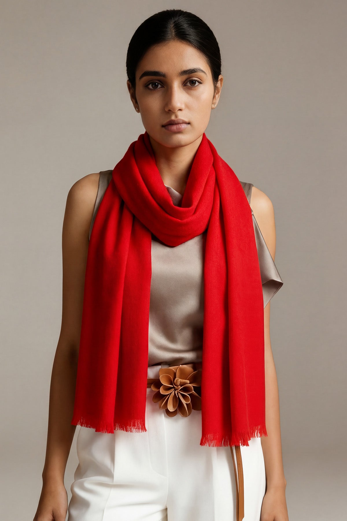 Handwoven Cashmere Souffle | Vivid-Red