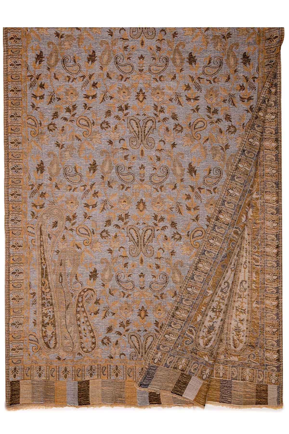 Pashmina Jamawar – Paisley Garden | Gold-Amber