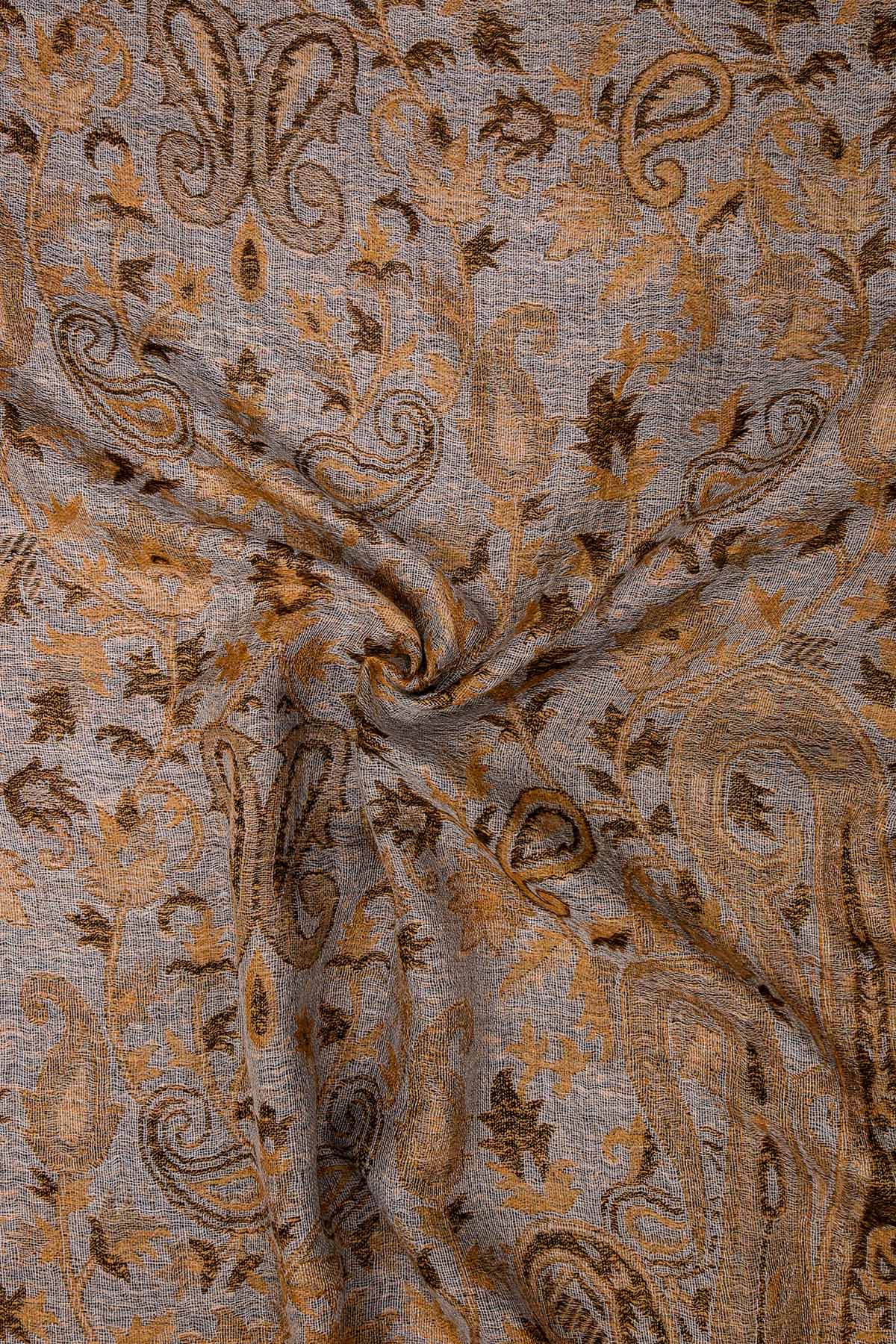 Pashmina Jamawar – Paisley Garden | Gold-Amber