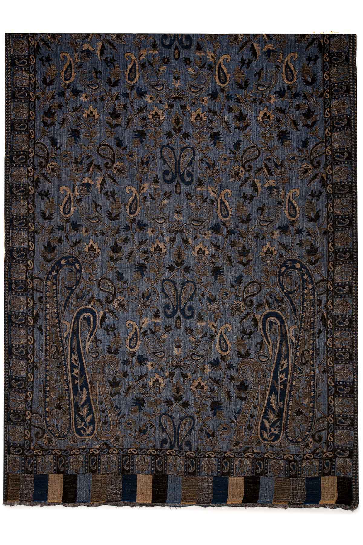 Pashmina Jamawar – Paisley Garden | Navy