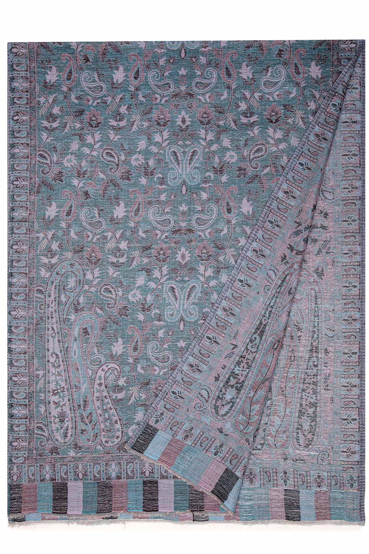 Pashmina Jamawar – Paisley Garden | Blue-Green