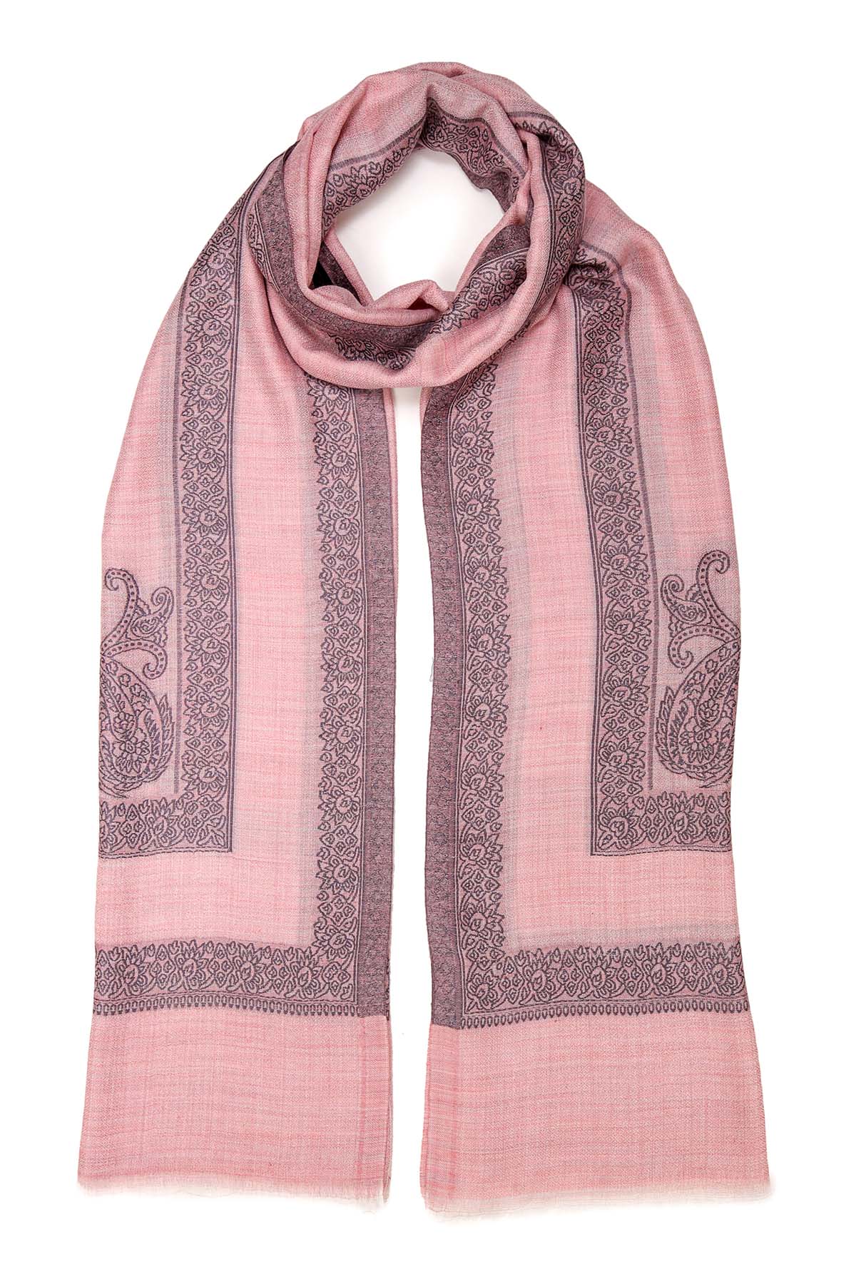 Pashmina Birds Eye - Paisley Edge | Soft-Pink
