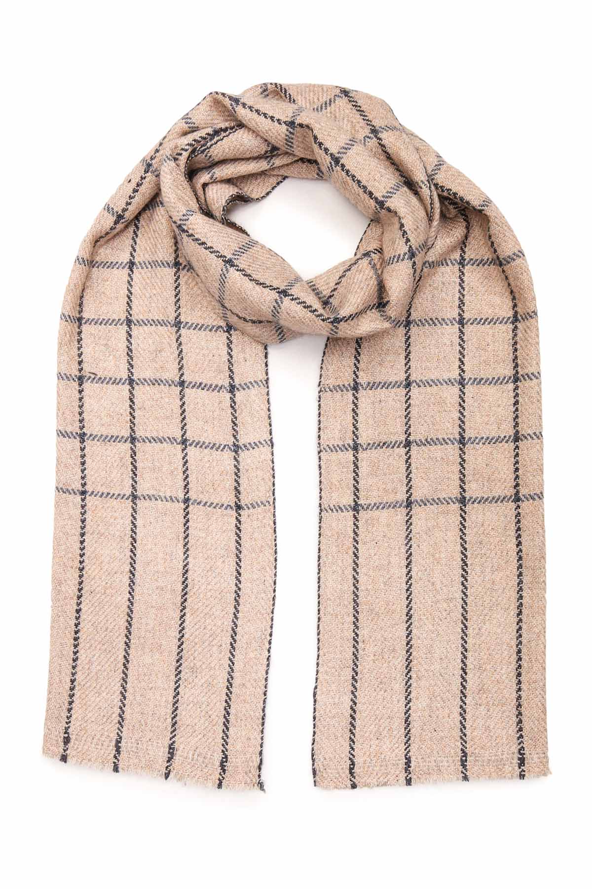 Pashmina Muffler Windowpane | Sandy-Oatmeal