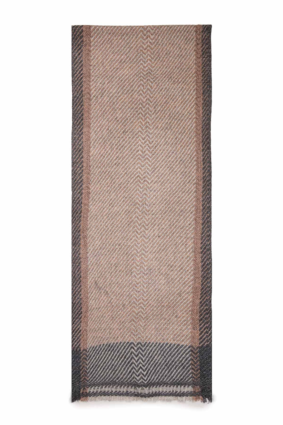 Pashmina Muffler Bordered Herringbone | Camel