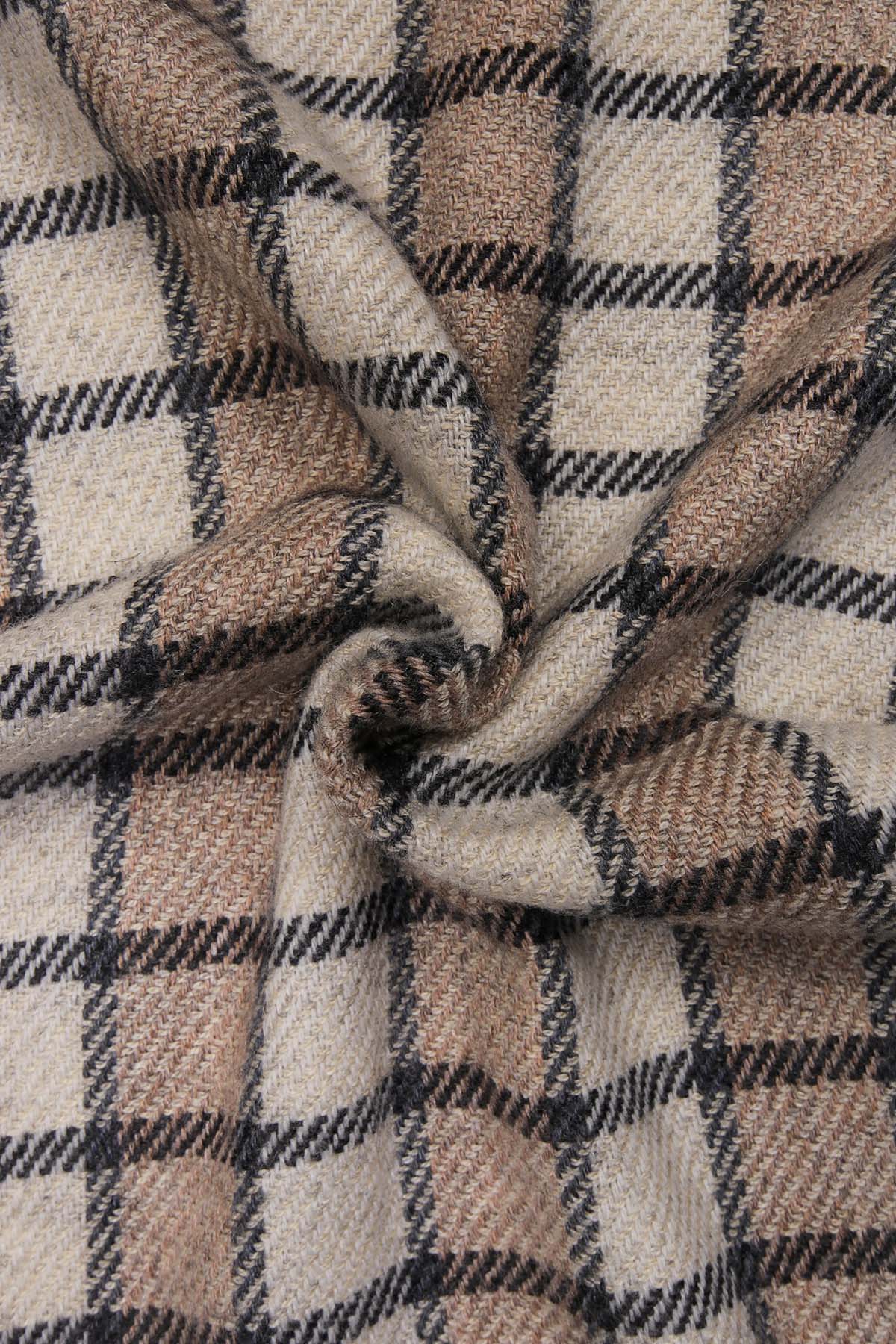 Pashmina Muffler Dual Checks | Sandy-Beige