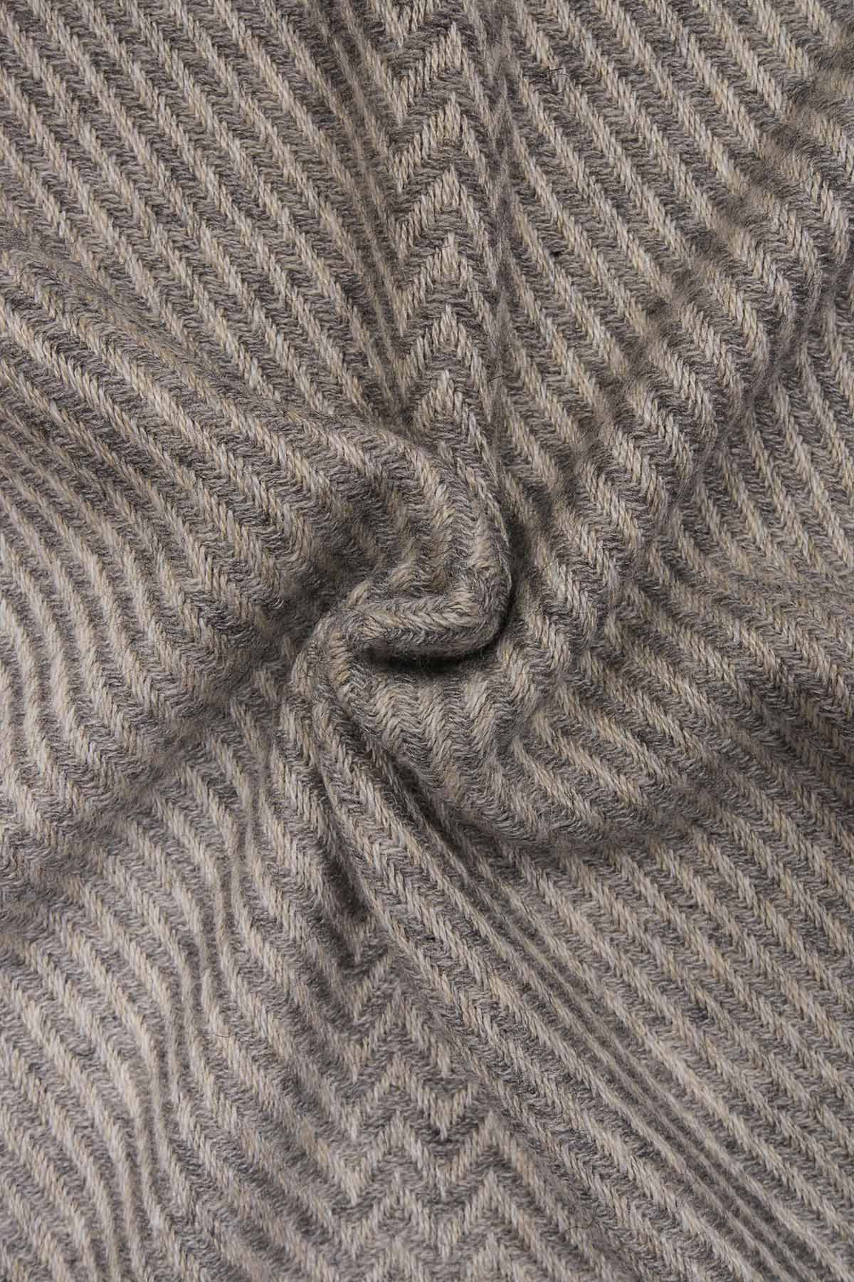 Pashmina Muffler Bordered Herringbone | Cool-Charcoal