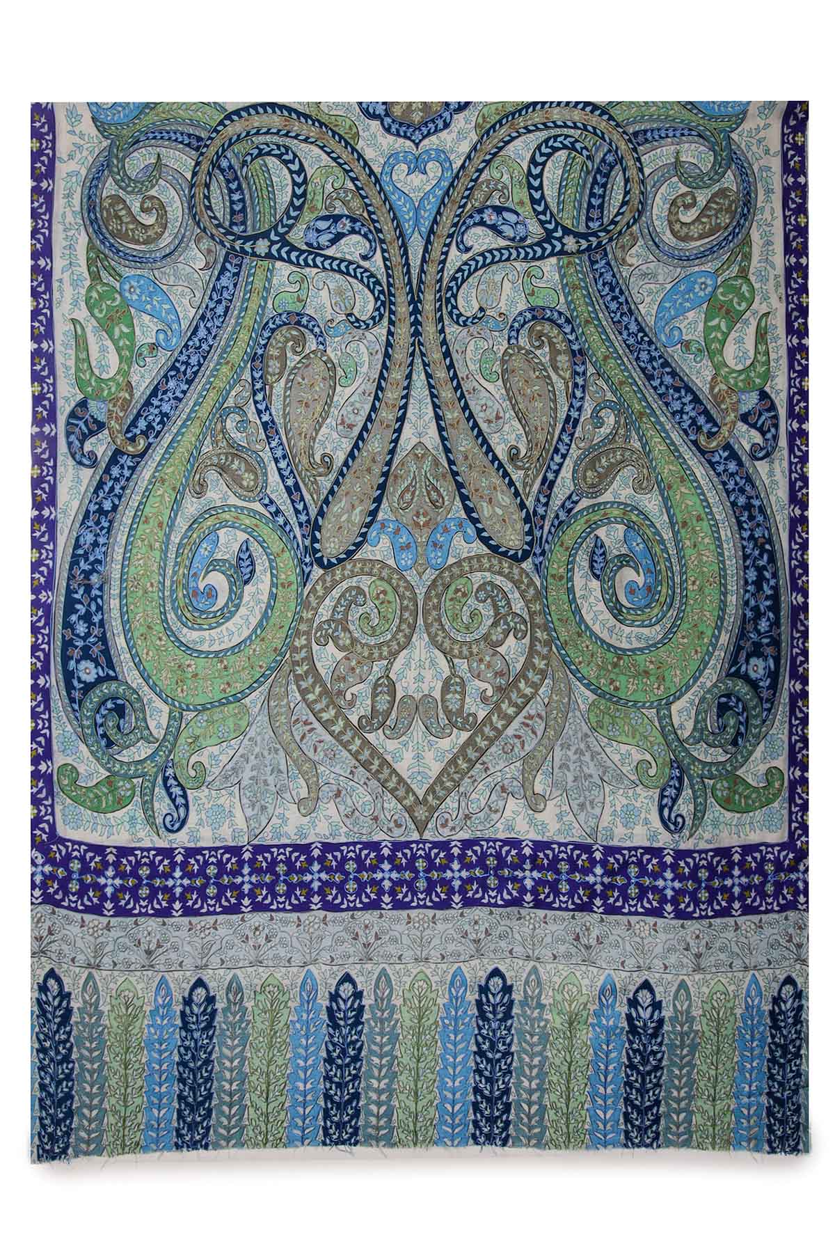 Cashmere Imperial Paisley Stole | Turquoise