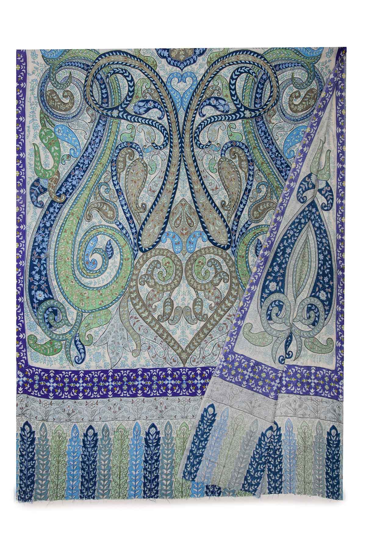 Cashmere Imperial Paisley Stole | Turquoise