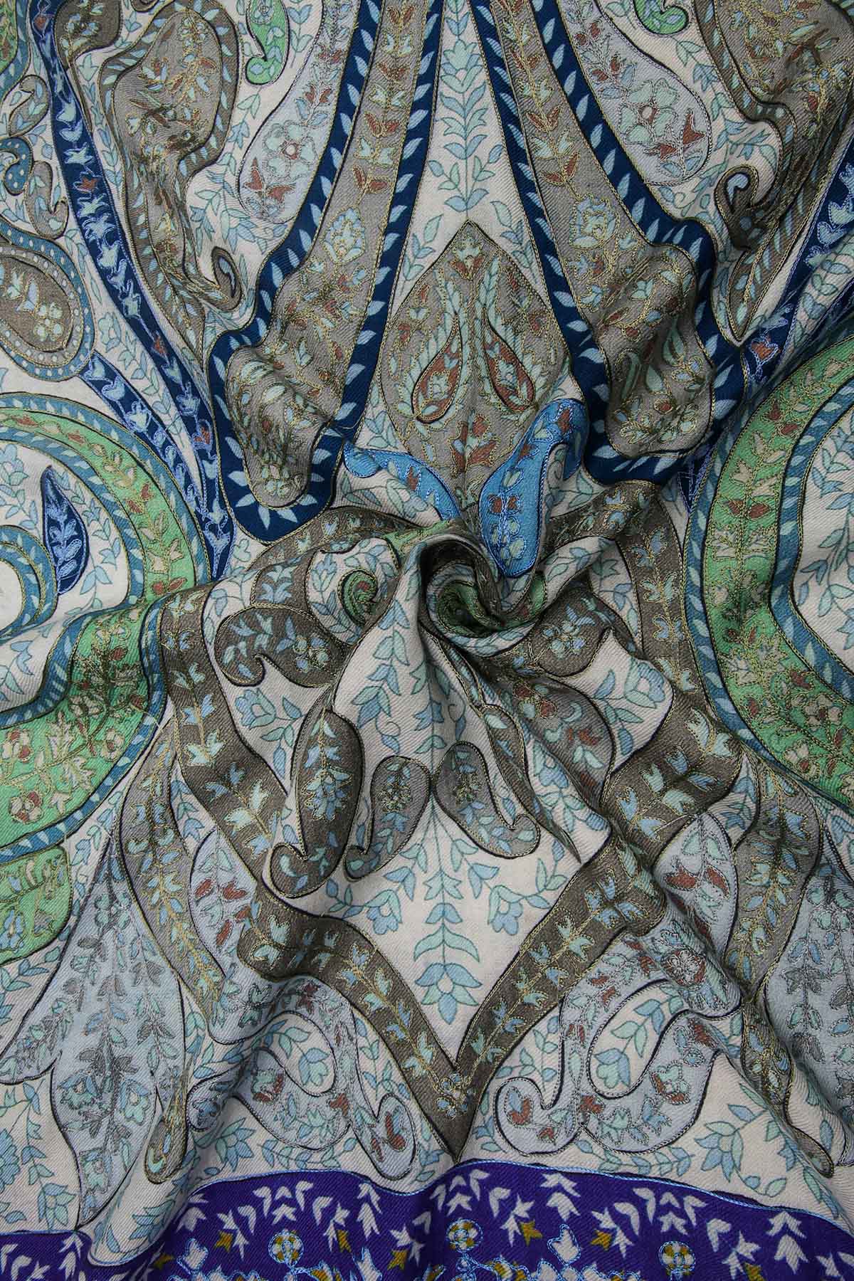 Cashmere Imperial Paisley Stole | Turquoise
