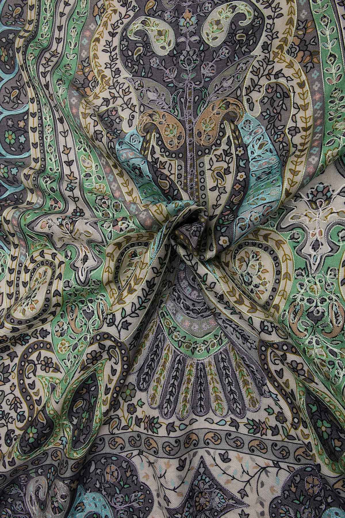 Cashmere Imperial Paisley Stole | Sage