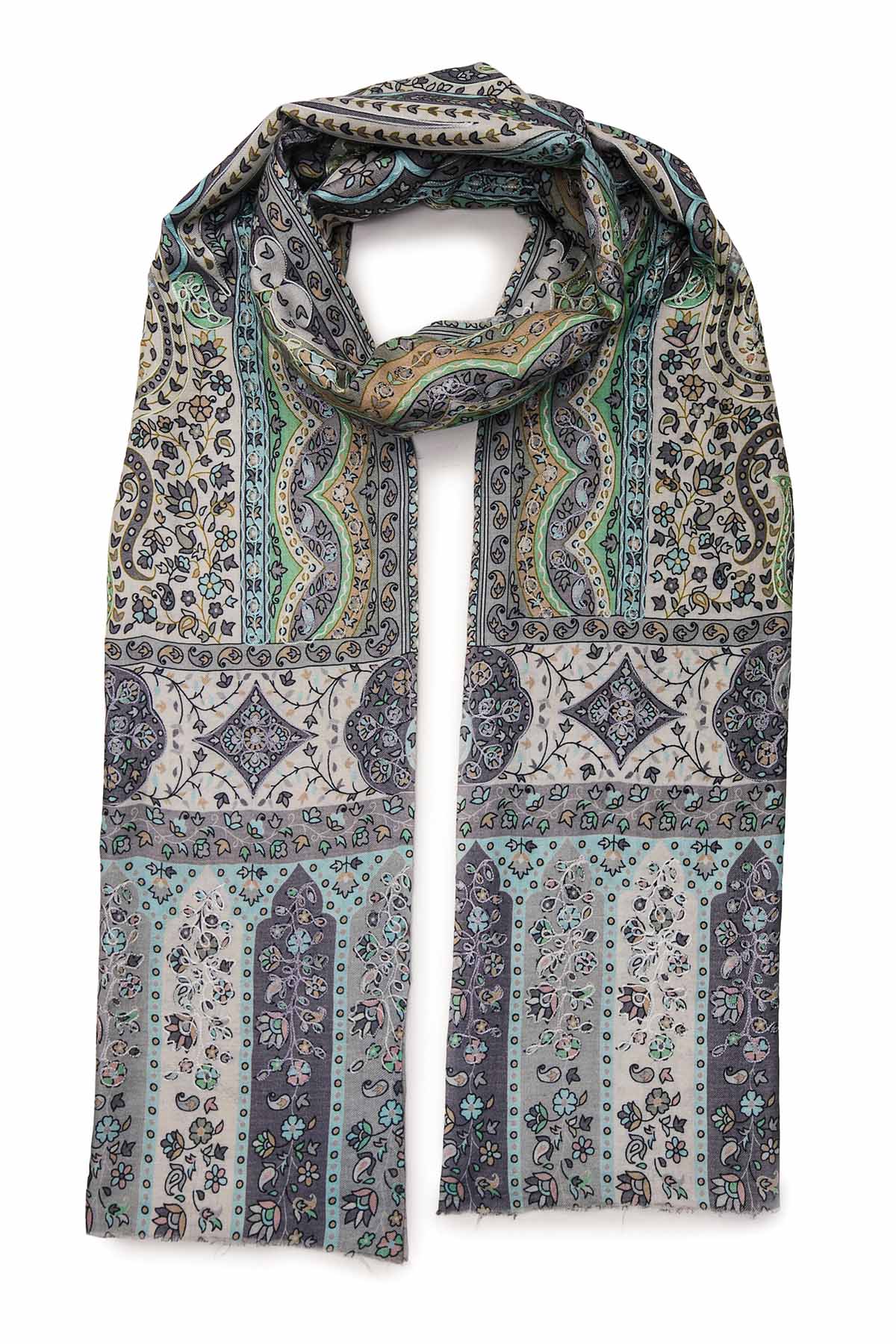 Cashmere Imperial Paisley Stole | Sage