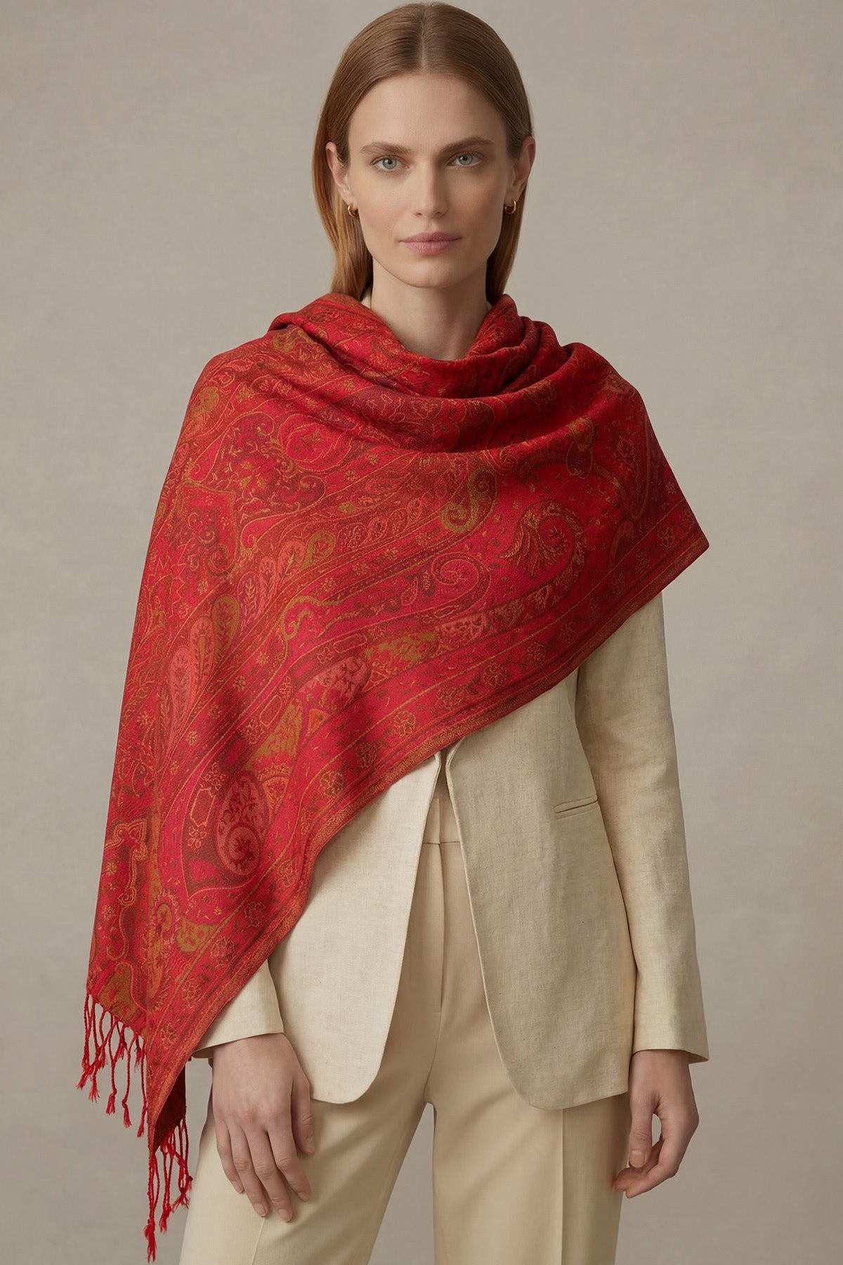 Pure Silk Jamawar Reversible | Crimson