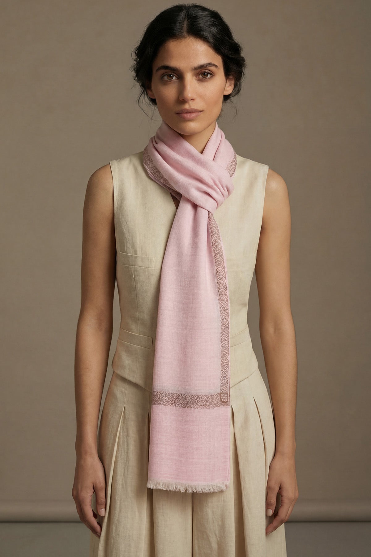 Pashmina Birds Eye - Trimline | Pale-Pink
