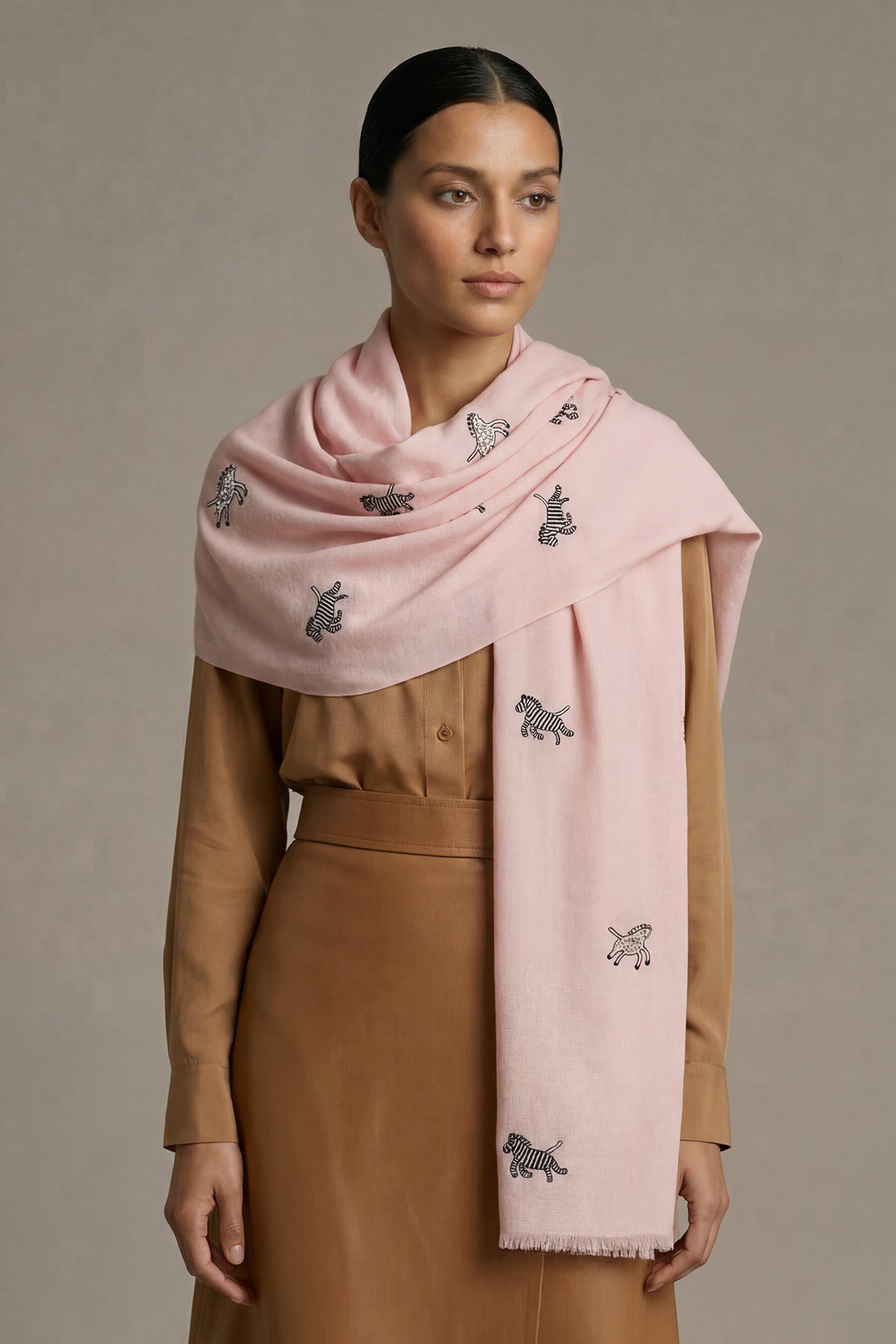 Cashmere Embroidery - Serengeti | Pale-Blush