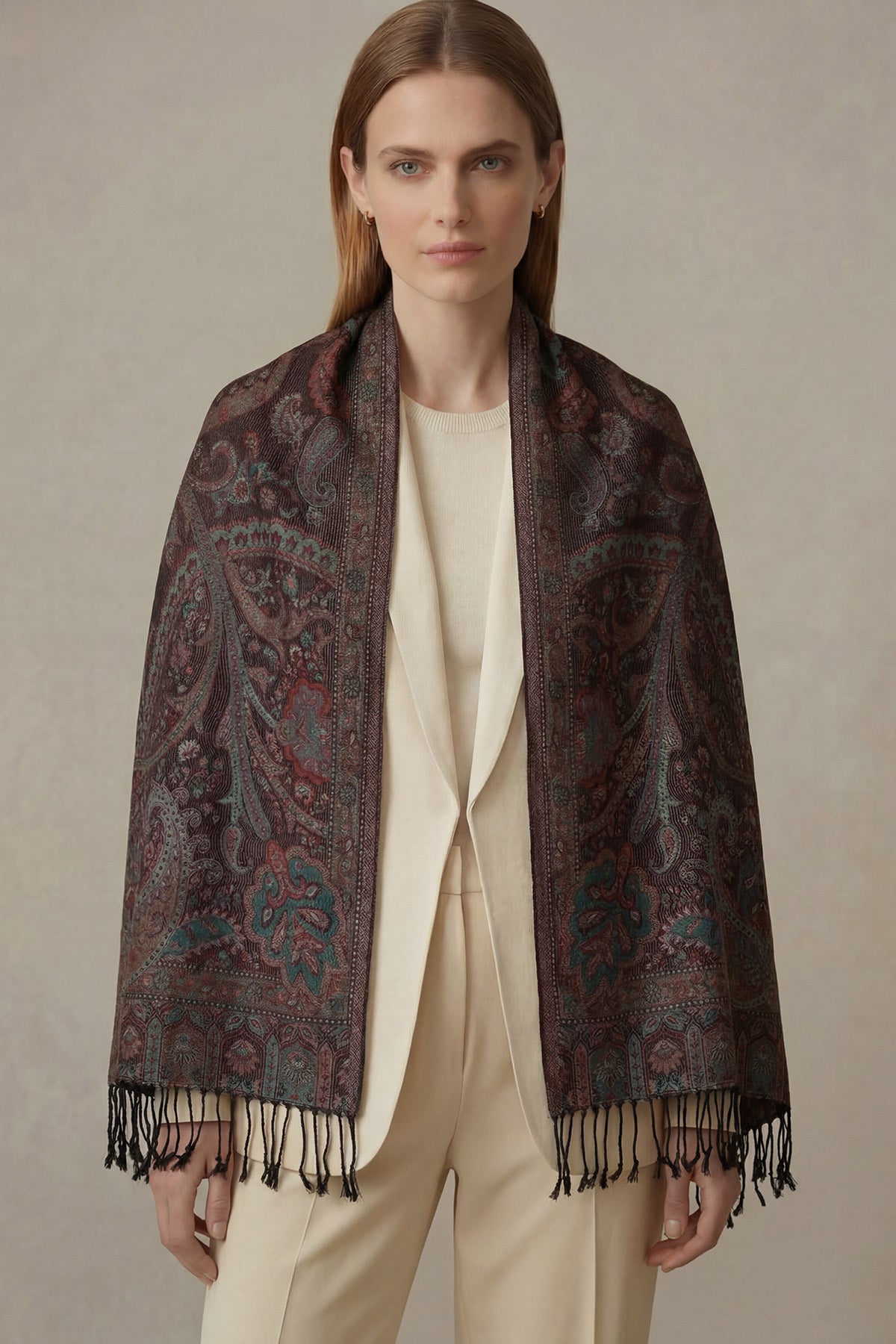 Pure Silk Jamawar Reversible | Dark Chocolate