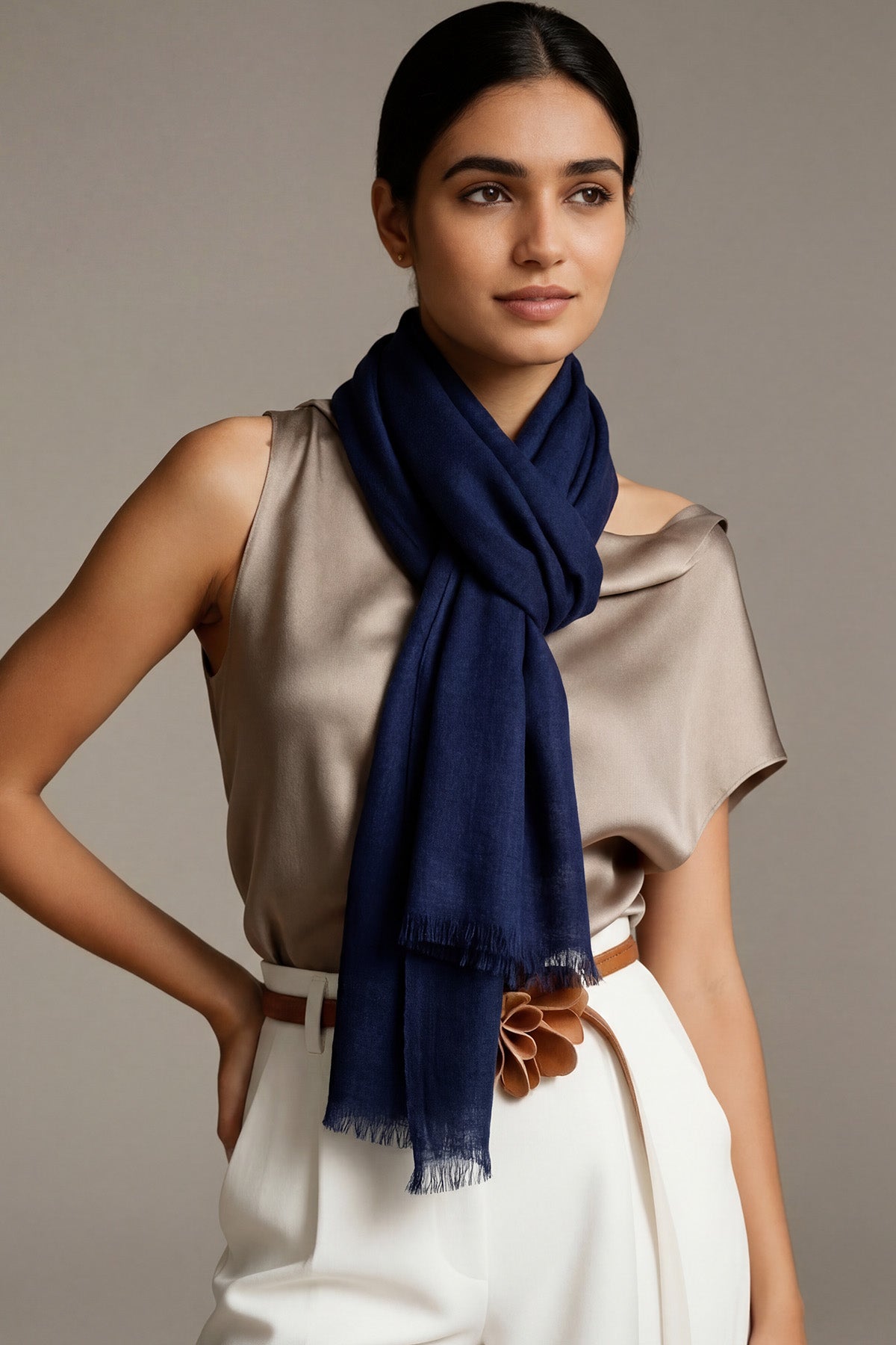 Handwoven Cashmere Souffle | Navy