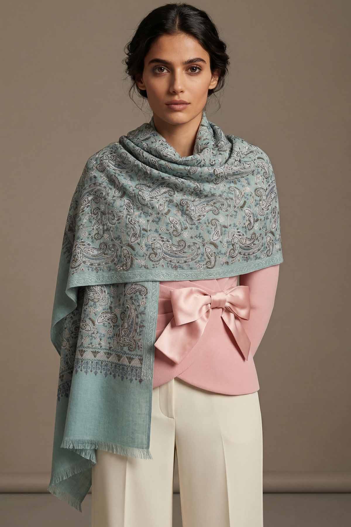 Pashmina Tapestry Paisley Field | Blue-Grey