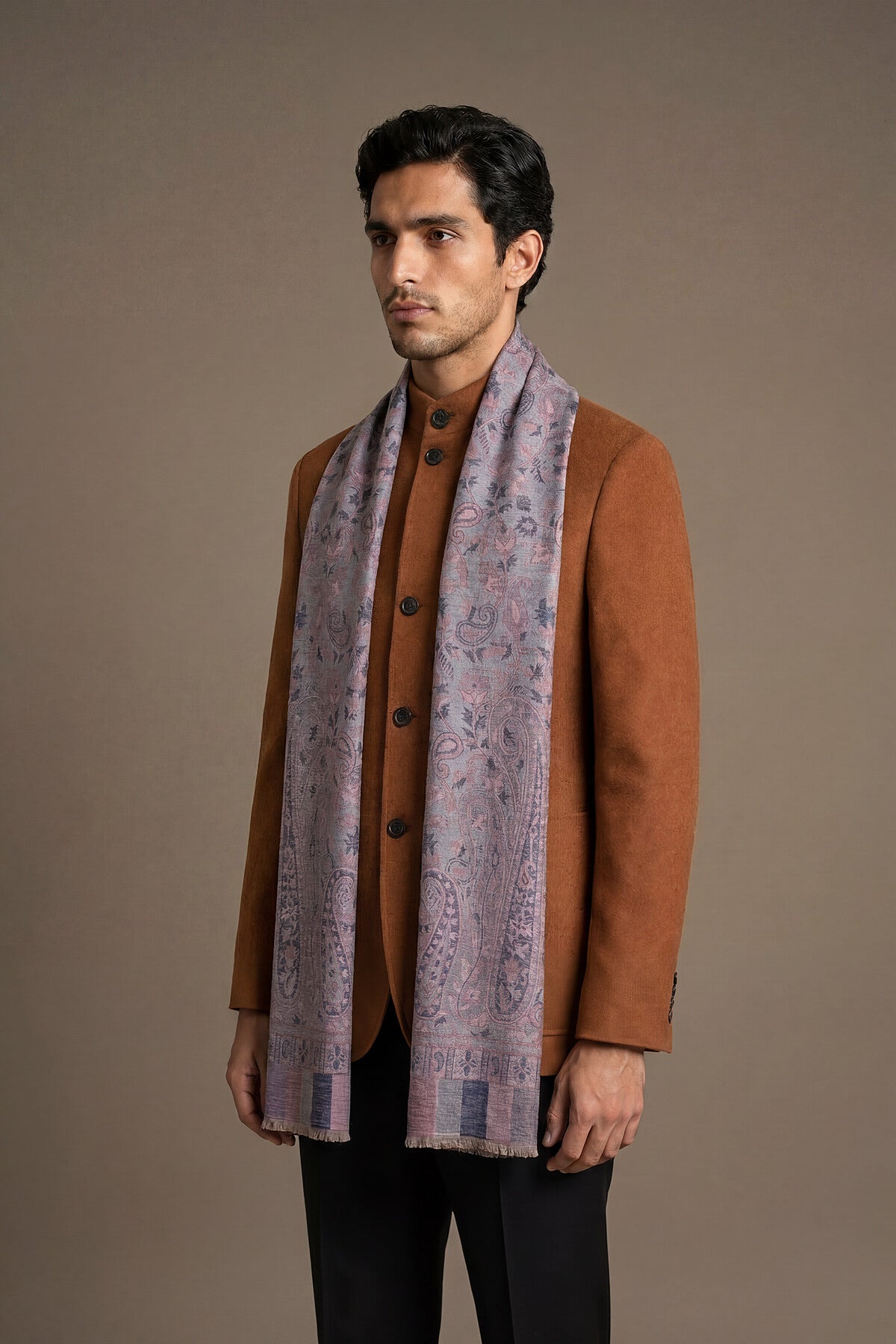 Pashmina Jamawar – Paisley Garden | Muted-Lavender