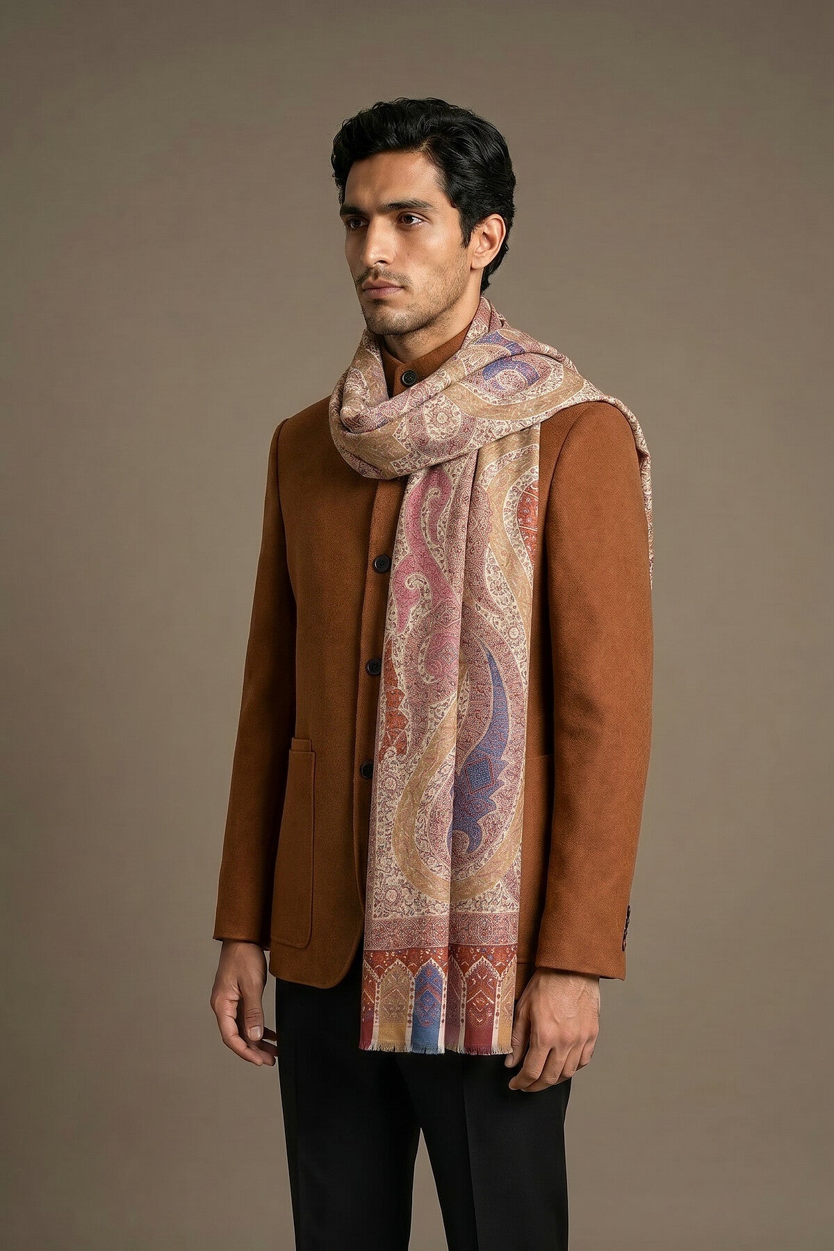 Cashmere Imperial Paisley Shawl | Rose-Beige