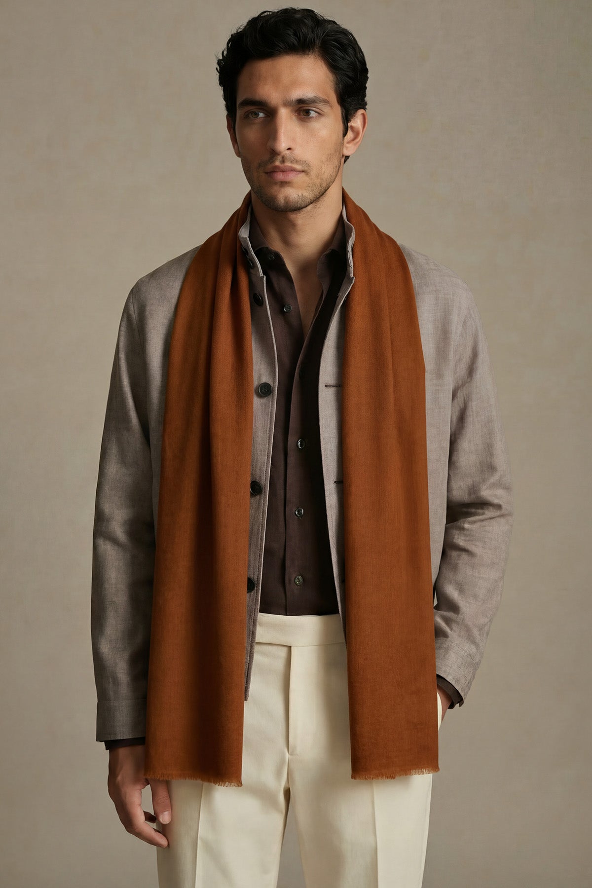 Handwoven Cashmere Souffle | Cognac-Brown