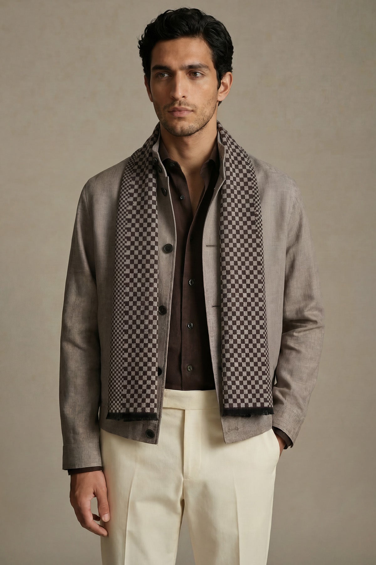 Pashmina Muffler Alternating Checks | Espresso