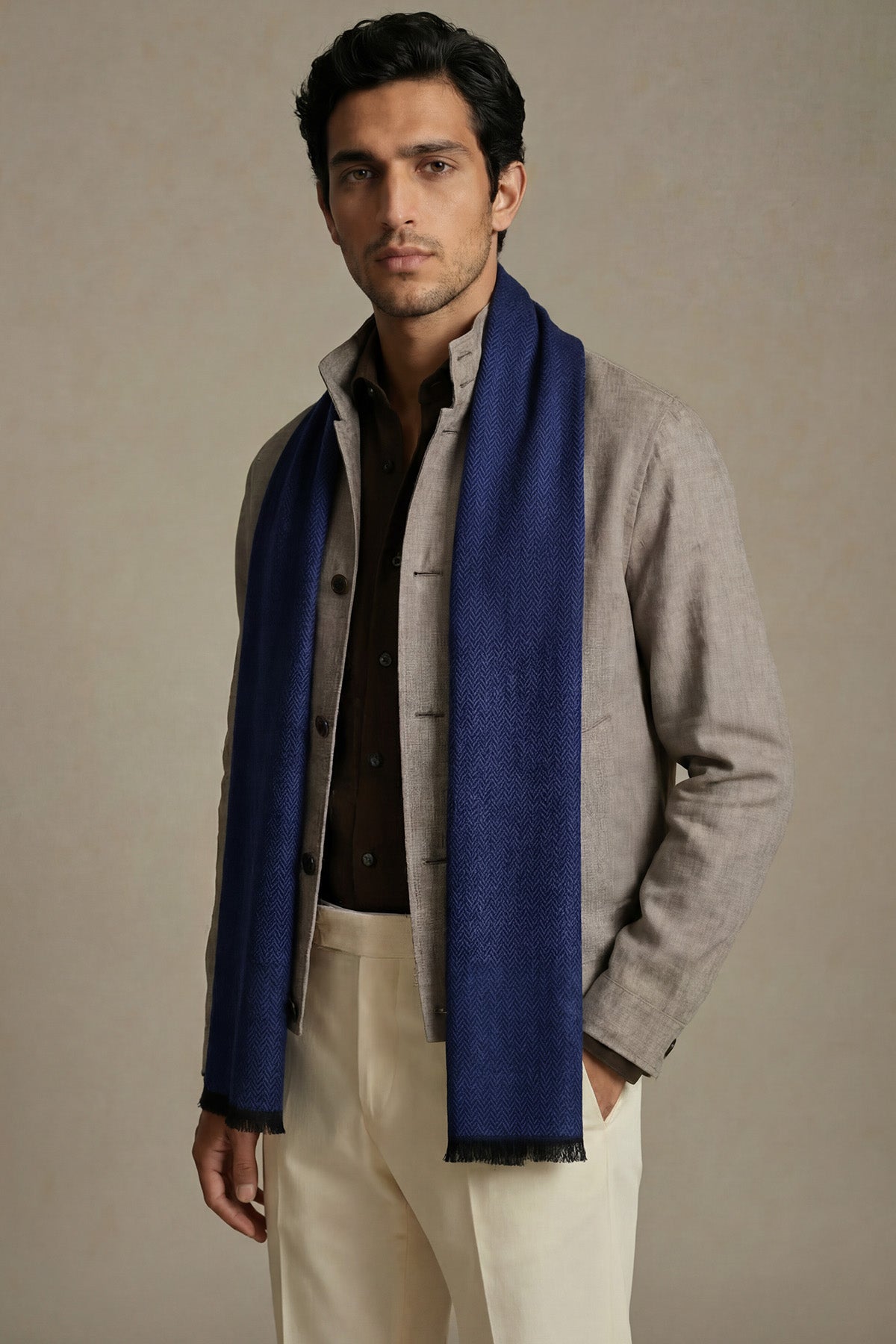 Pashmina Muffler Herringbone | Royal-Blue