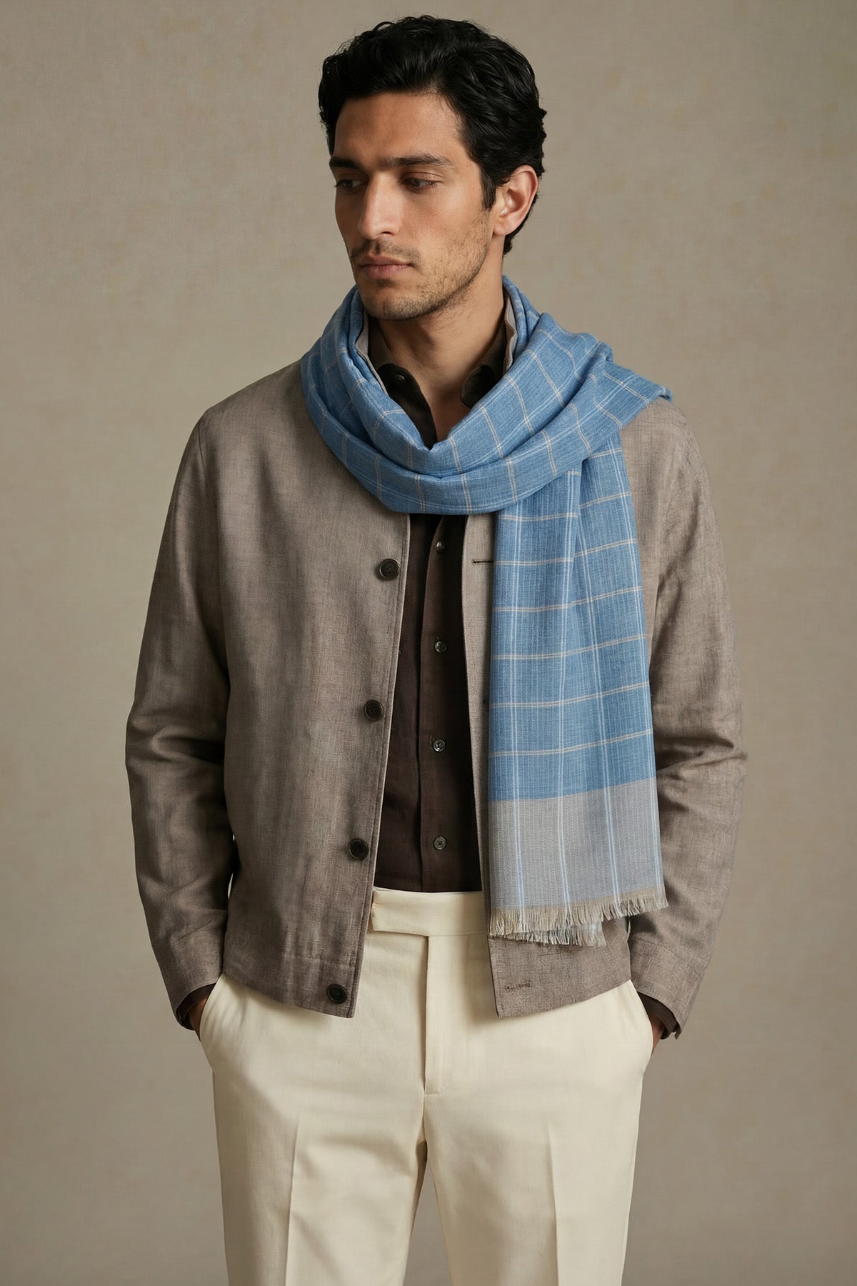 Cashmere Highlands Windowpane | Mid-Blue