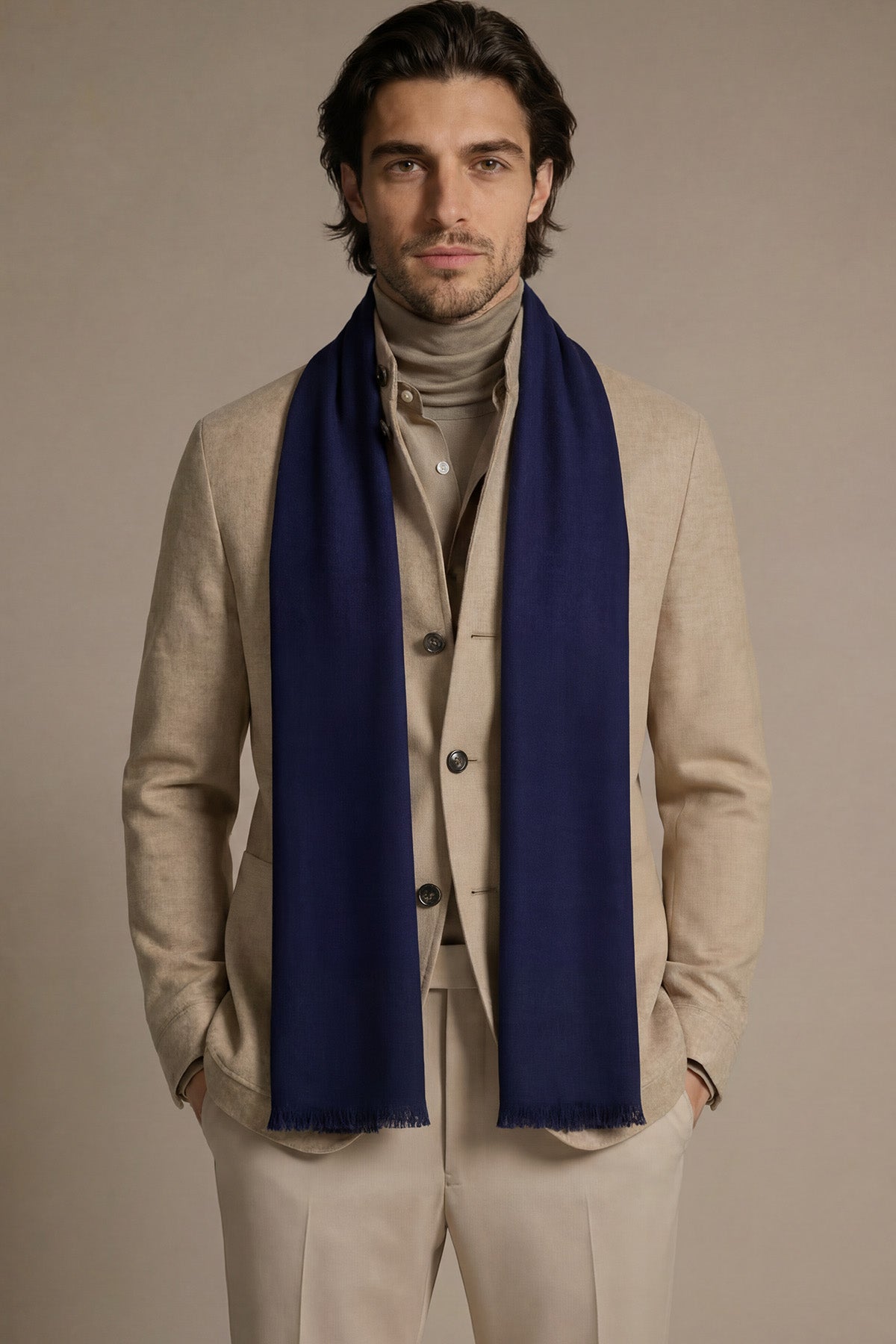 Handwoven Cashmere Muffler | Ink-Navy
