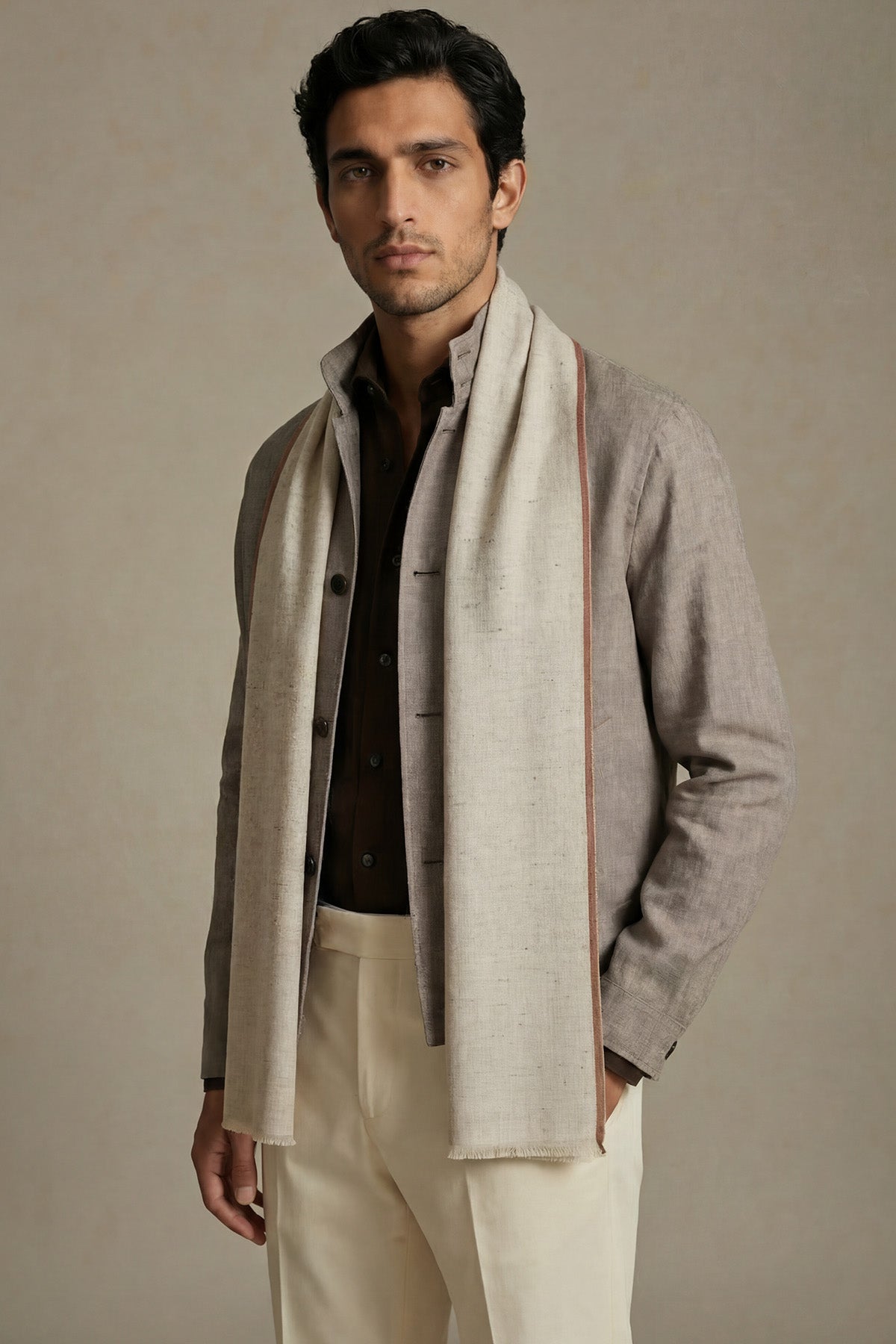 Khadi Pashmina | Ivory-Ecru