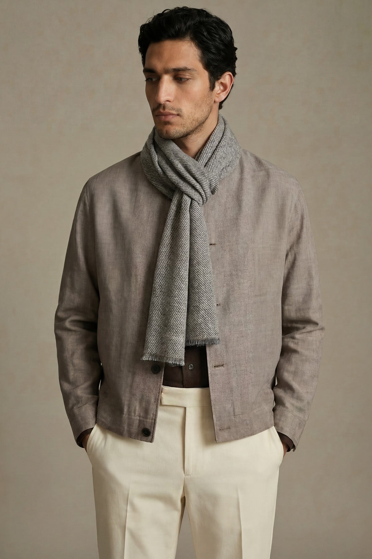 Khadi Pashmina | Olive-Grey