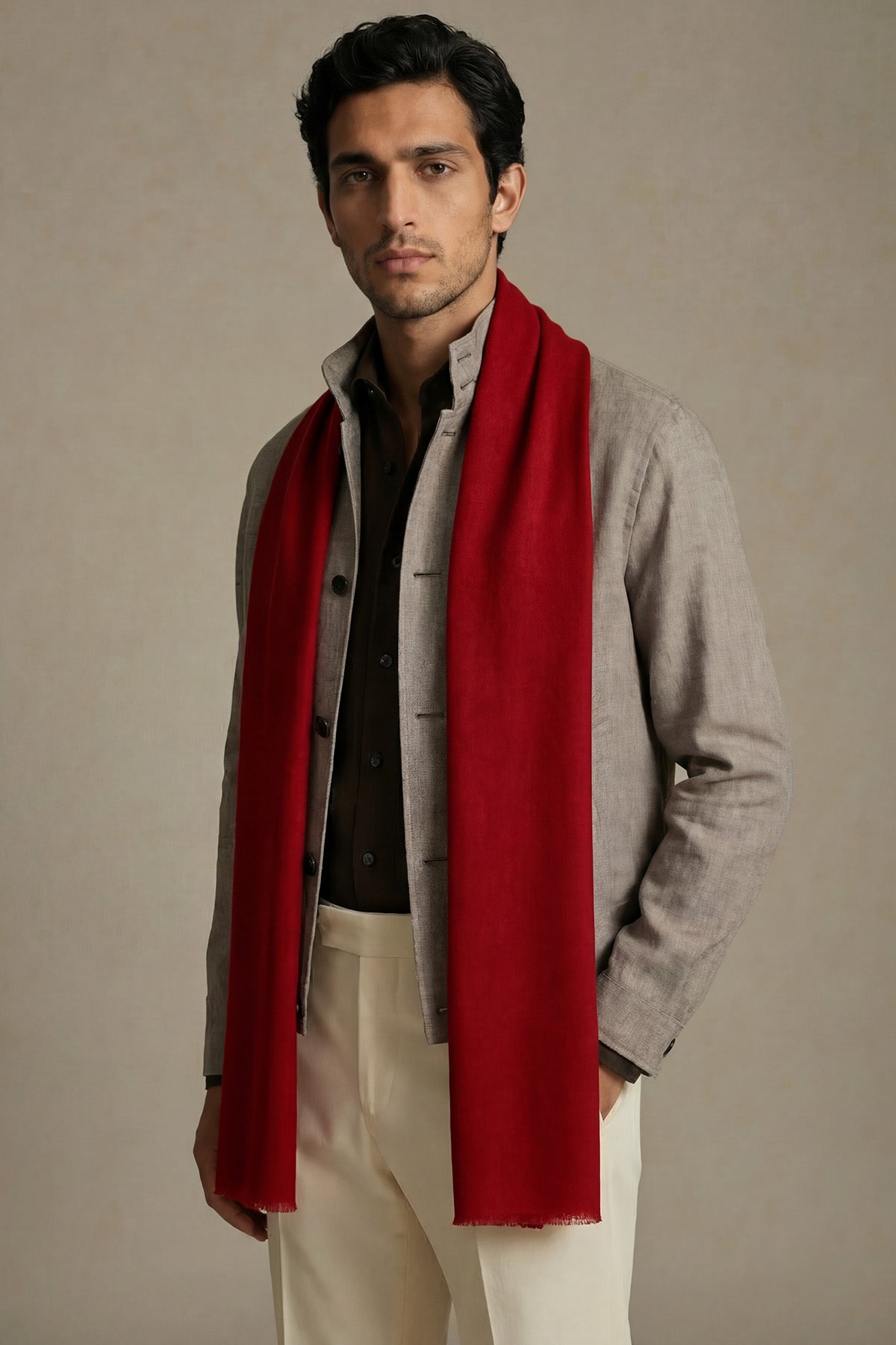 Handwoven Cashmere Souffle | Deep-Red