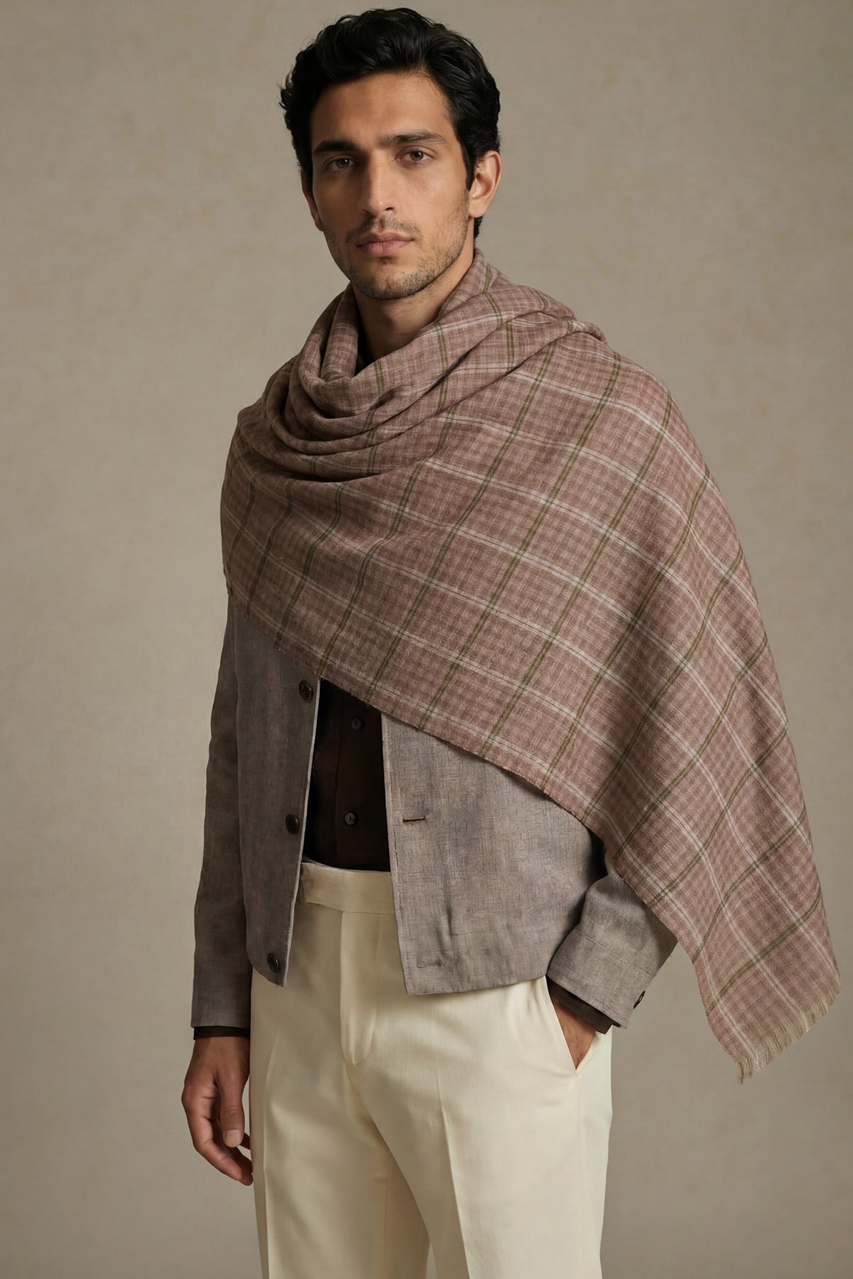 Cashmere Highlands Multiline Checks | Rose-Brown