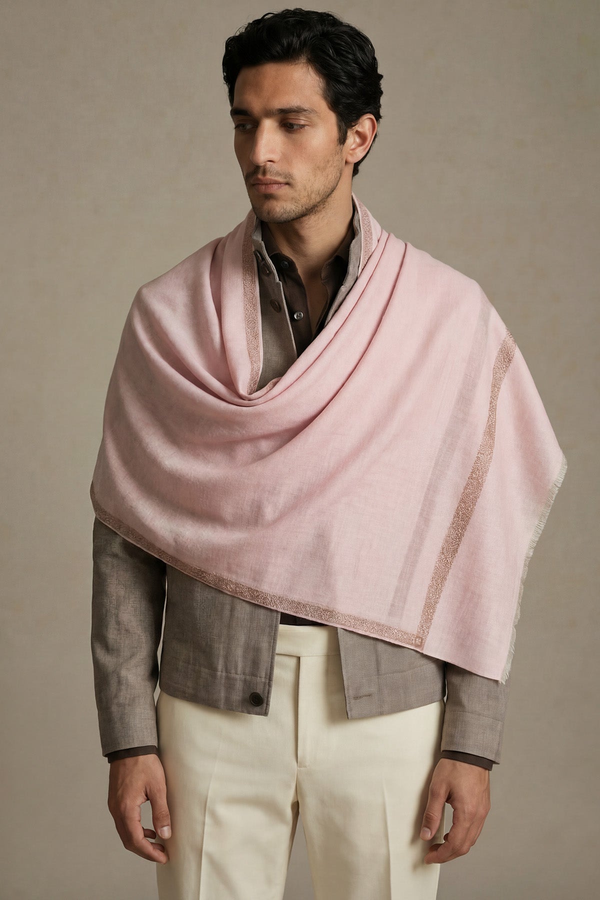 Pashmina Birds Eye - Trimline | Pale-Pink